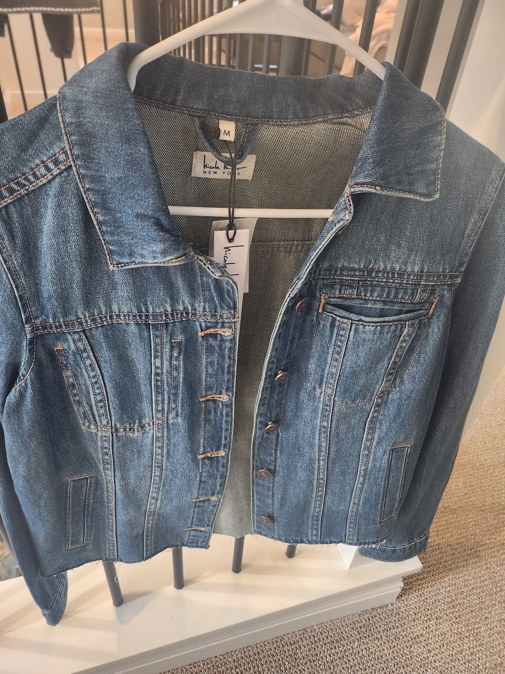 NWT- Nicole Miller Blue Denim Jean Jacket, Size Medium,$99